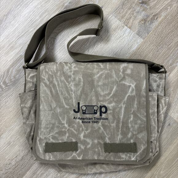 Rothco Canvas Jeep Messenger bag Pockets Army Green Large Flap Top Adjustable - Picture 1 of 14